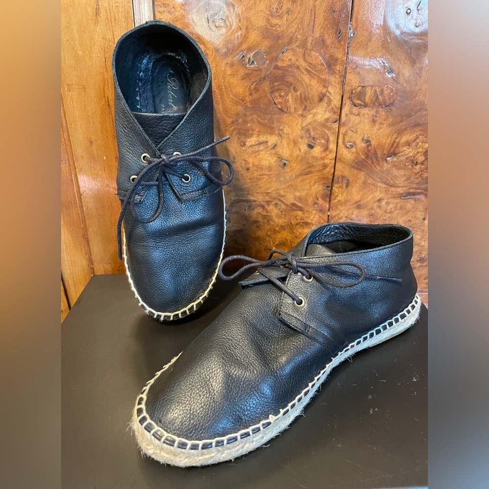 ROBERT CLERGERIE Paris Black Leather Espadrilles size IT 7 - US size 7